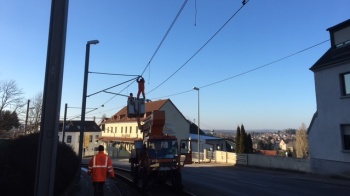 Reparatur an der Saarbahn-Oberleitungen Reparatur an der Saarbahn-Oberleitungen