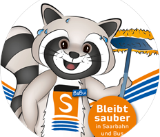 BaBu – das sympathische Maskottchen ruft zum Sauber-bleiben auf. Weitere Informationen unter www.saarbahn.de/bleibtsauber BaBu – das sympathische Maskottchen ruft zum Sauber-bleiben auf. Weitere Informationen unter www.saarbahn.de/bleibtsauber